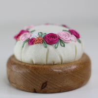 Pin Cushion, Floral Pattern Hand Embroidery