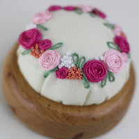 Pin Cushion, Floral Pattern Hand Embroidery