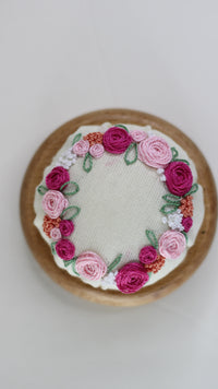 Pin Cushion, Floral Pattern Hand Embroidery