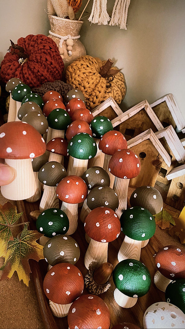 Modern Wooden Autumn Mushrooms