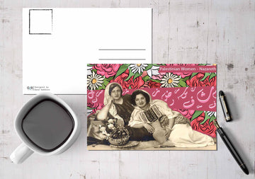 Flower-Decorated Postcard with Palestinian Touch