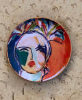 Fancy Colorful Wall Decoupage Plate Decor with Lady Drawing