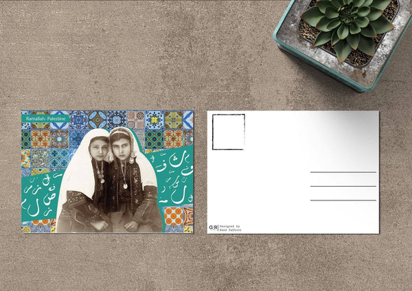 Elegant Palestinian Folkloric Postcard with Feminist Touch