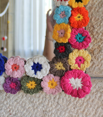 Crochet Recycled Mirror Round Chic