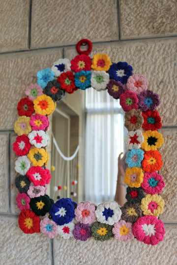Crochet Recycled Mirror Round Chic