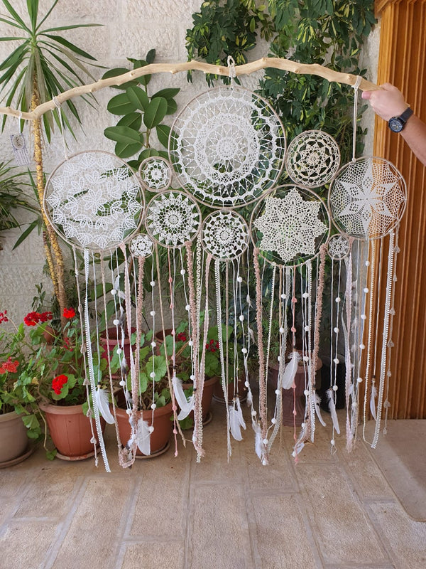 Extra Large Dream Catchers Wall Hanging with Blue Beads