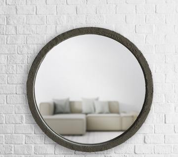 Circular Mirror With A Frame Of Concrete