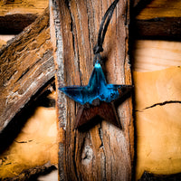 Elegant Wooden Epoxy Blue Star Pendant Necklace