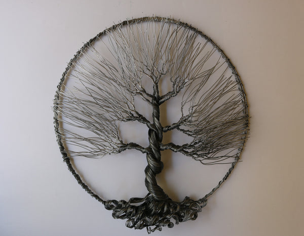 Unique Handcrafted Housewarming Wire Tree Sculpture with Rounded Frame