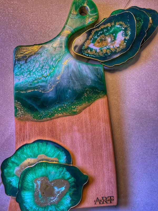 Unique Set Of Resin Platter And Coasters