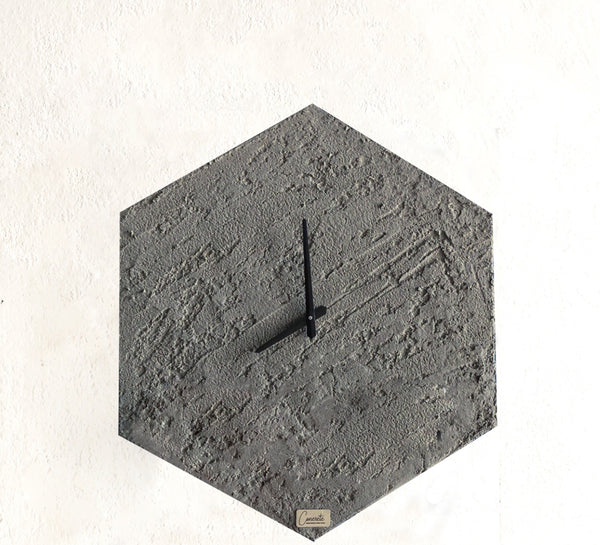 Hexagon Grey Concrete Wall Clock