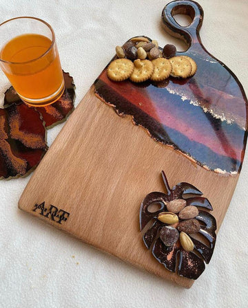 Unique Set Of Resin Platter And Coasters