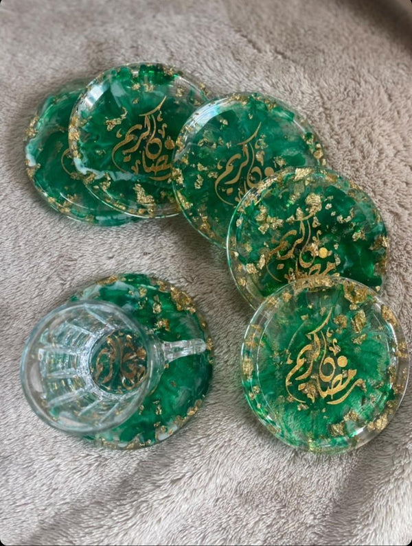 Unique Set Of Resin Tray And Coasters For Ramadan
