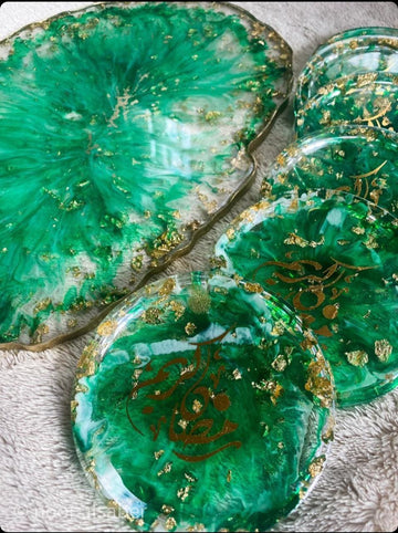 Unique Set Of Resin Tray And Coasters For Ramadan