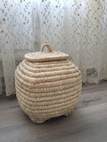 Straw Woven Basket With Lid