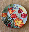 Fancy Colorful Wall Decoupage Plate Decor with Flowers