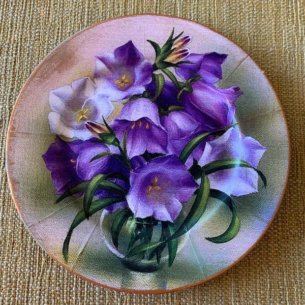 Fancy Colorful Wall Decoupage Plate Decor with Flowers