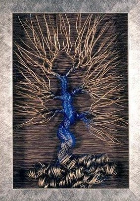 Unique Handcrafted Housewarming Blue-Silver Wire Tree Sculpture