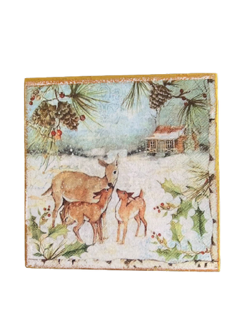 Unique Hand-Made Double Sided Christmas Theme Decoupage Coasters