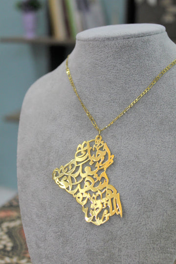 Silver Gold-Plated personalized Necklace with IRAQ Map pendant