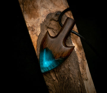 Elegant Wooden epoxy  Blue  Pendant Necklace