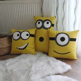 Set Of 3 Linen Minions Cushions