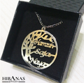 Personalized necklace with personalized family names in tree of life pendant