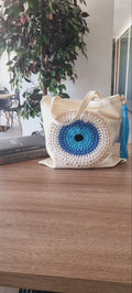 Linen Crochet Tote Bag