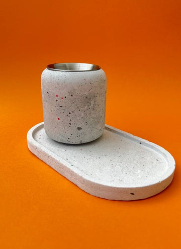 A Unique Concrete Censer With Tray