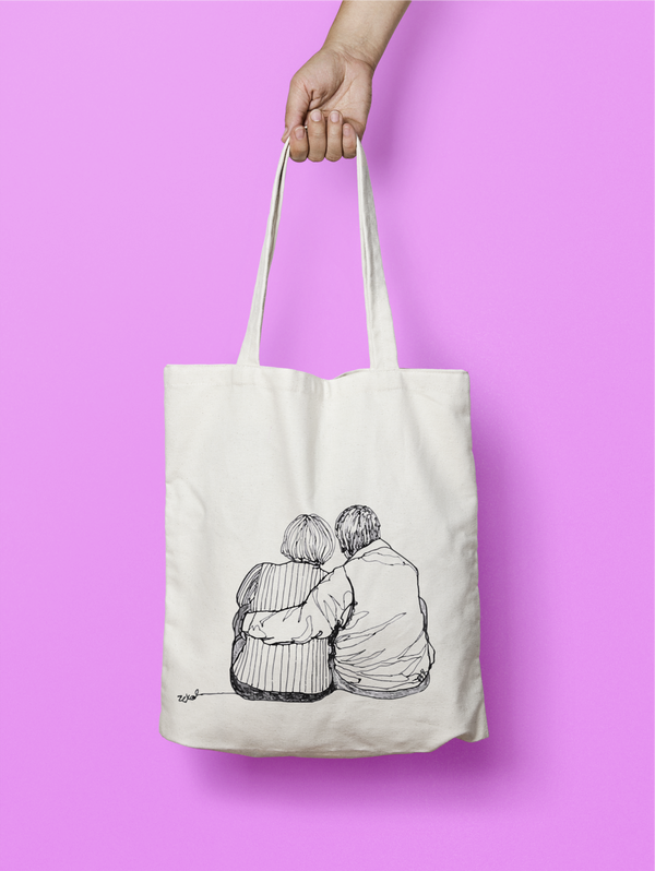 Handmade Tote Bag With original One line Art